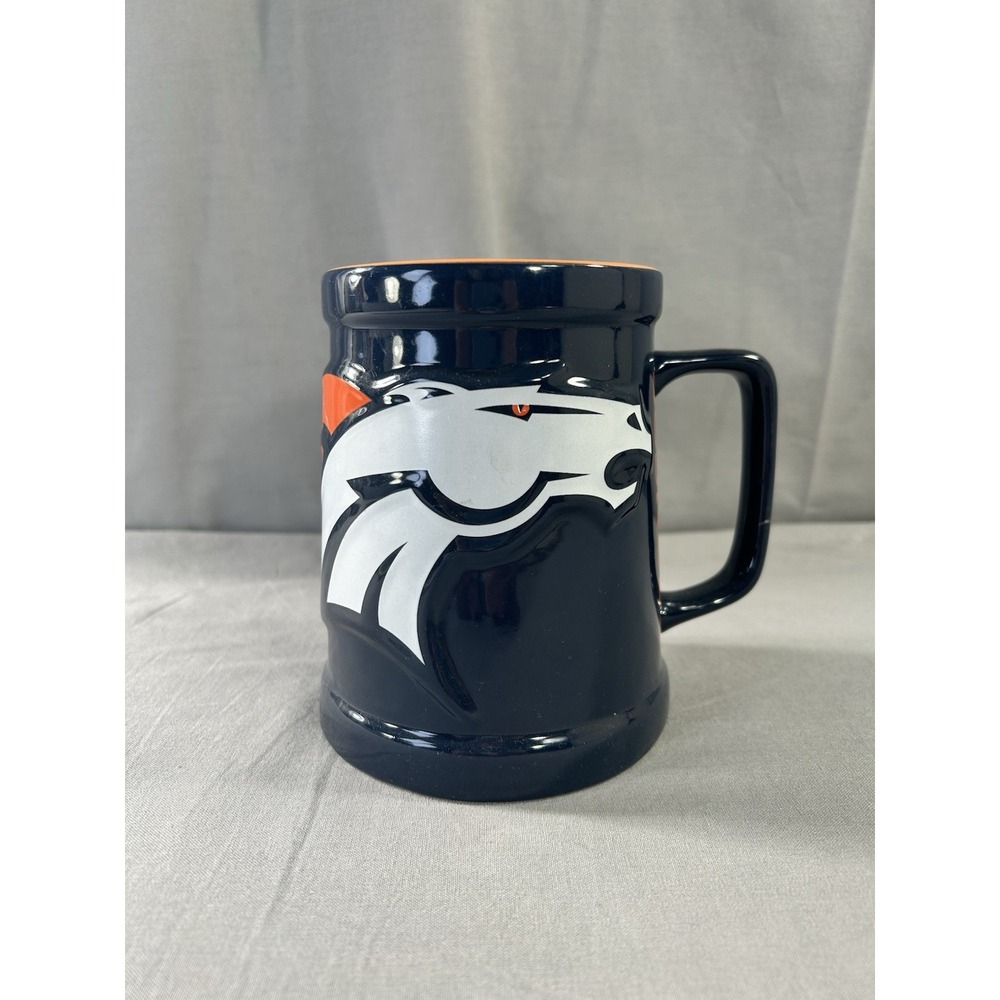 Denver Broncos 24oz Ceramic Stein Cup Ceramic 24oz Raised 3D Logo NFL
